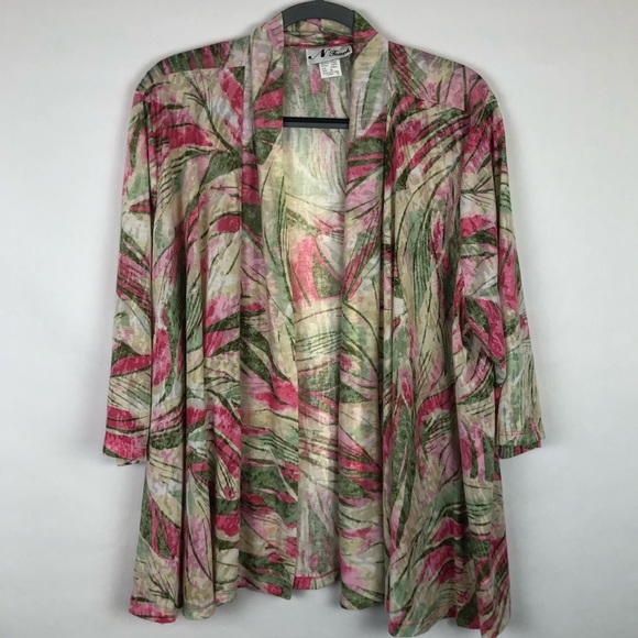 n touch Sweaters - N Touch open front cardigan tropical print 2X